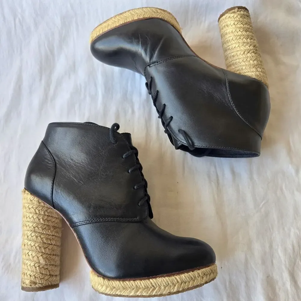 Loeffler Randall Nadia Women's Espadrille Leather Ankle Boots Black Size 7 B - Picture 5 of 10